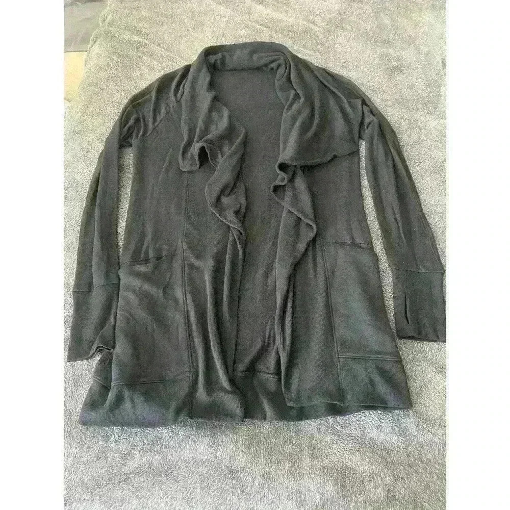 Athleta Women’s XXS Black Open Front Cardigan Pockets + Thumbholes Sweater